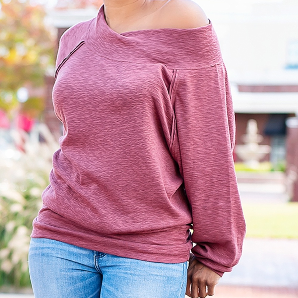 Slouchy Off The Shoulder Banded Sleeve Tunic